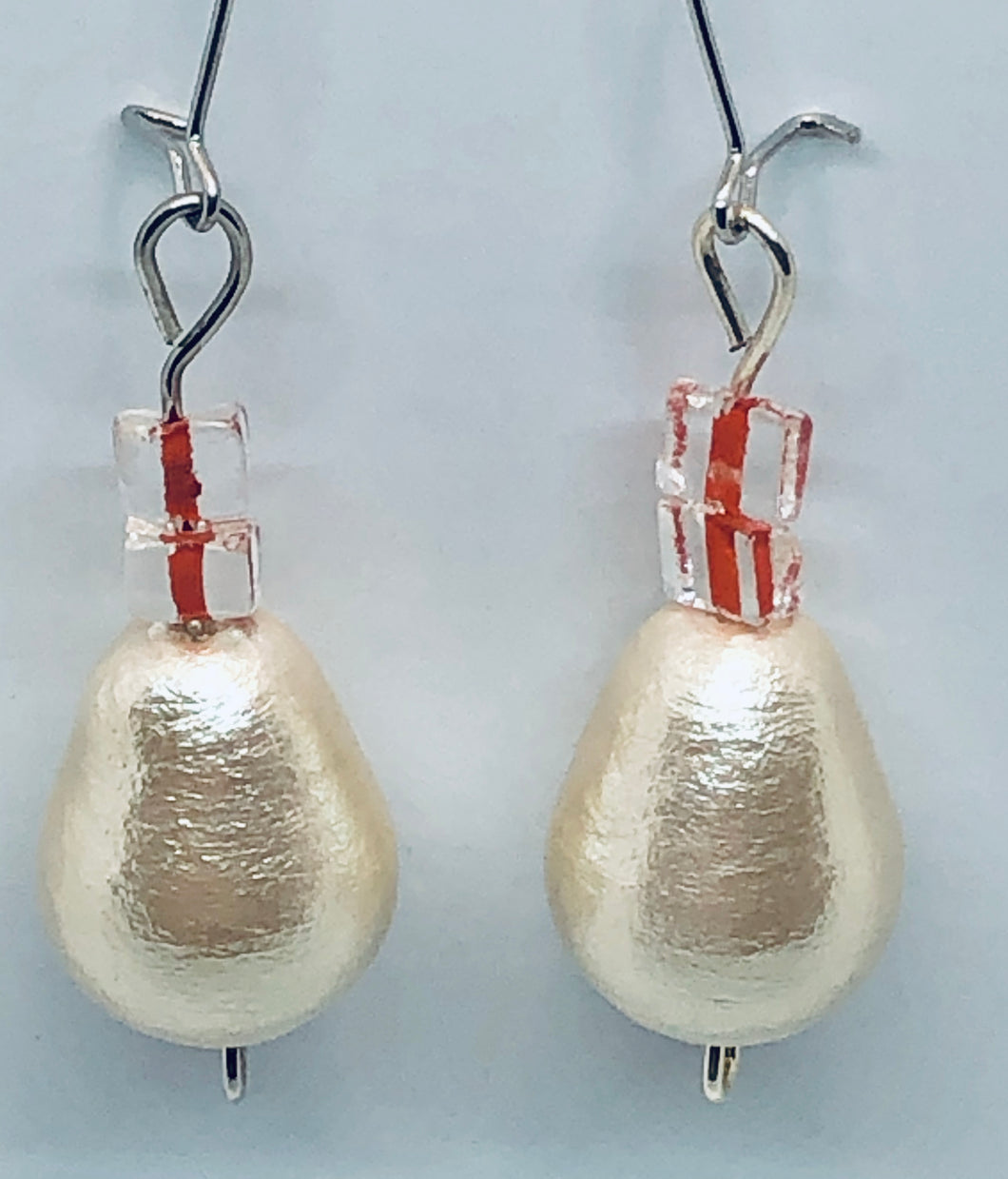 Cotton Pearl & Glass Earrings
