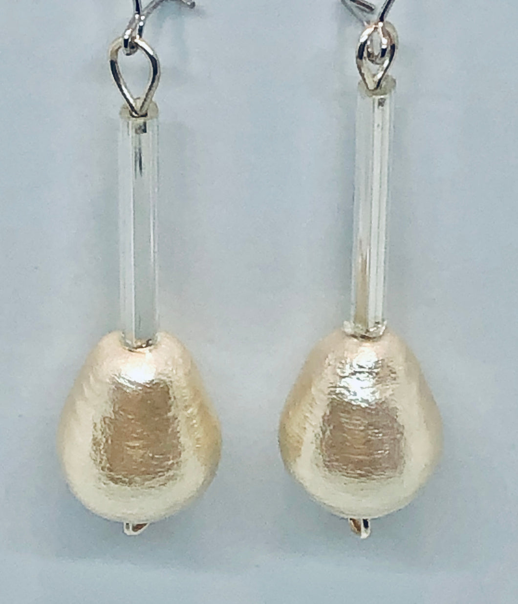 Earrings of Cotton Pearl & Faceted Glass
