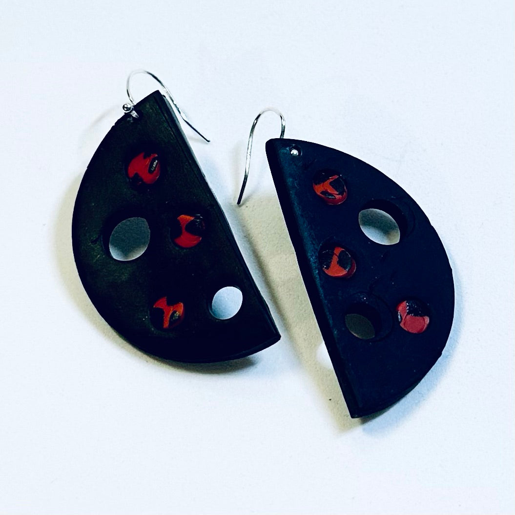 Black & Red Contemporary Earrings
