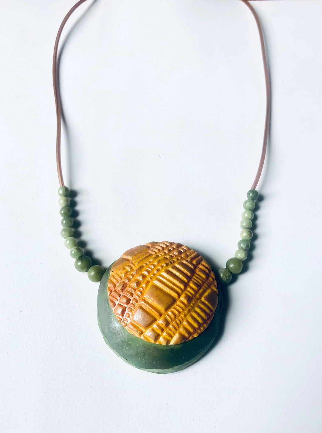 Green and Gold Polymer Necklace