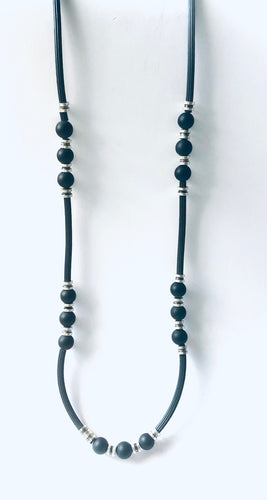 Stainless & Onyx Contemporary Necklace