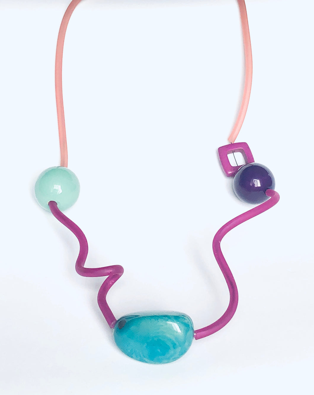 Squiggles Necklace Purple, Blue and Contemporary